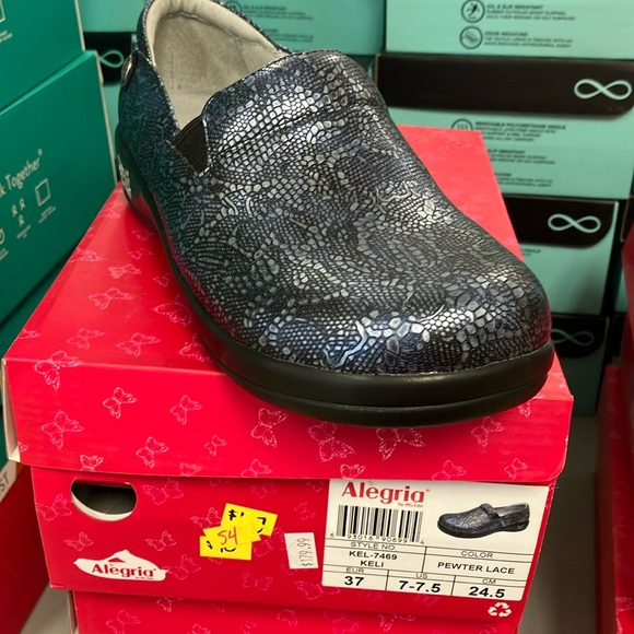 Alegria Keli-7469 pewter lace nurses shoe clog rocker leather - Picture 1 of 1